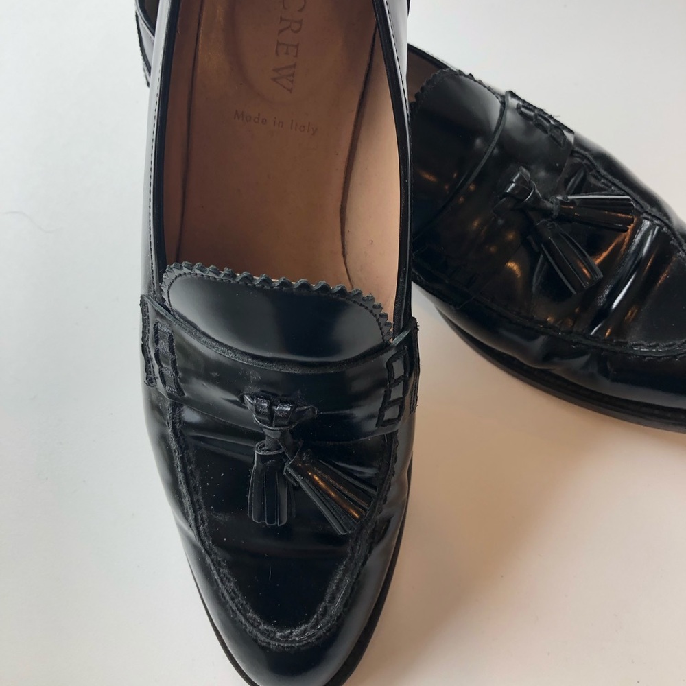 J Crew Academy Tassled Loafer in Black